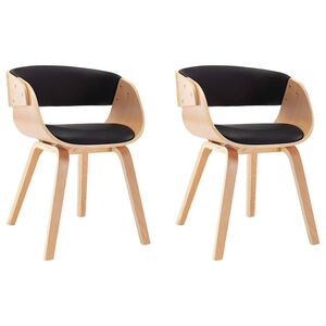 vidaXL Esszimmerst&uuml;hle 2 Stk. Schwarz Bugholz und Kunstleder