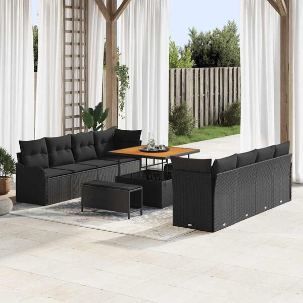 vidaXL Garten-Sofa-Set 11 pcs Schwarz Poly-Rattan