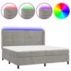 vidaXL Boxspringbett mit Matratze & LED Hellgrau 200x200 cm Samt