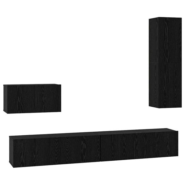 vidaXL Wand-TV-Schrank 4 pcs Schwarz Eichen-Optik Holzwerkstoff