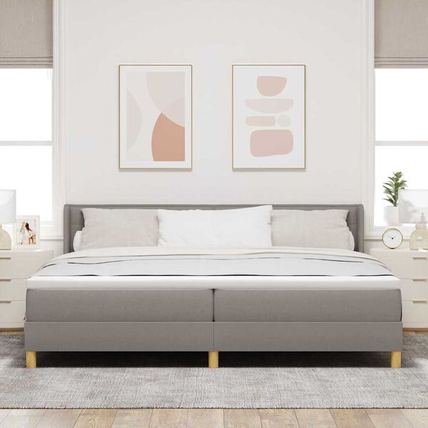 vidaXL Boxspringbett mit Matratze Taupe 200 x 200 cm Polyester