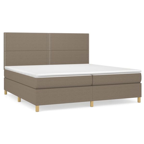 vidaXL Boxspringbett mit Matratze Taupe 200x200 cm Stoff