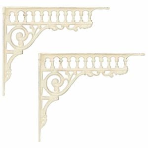 vidaXL Wandregalhalterungen 2 stk. Antik Wei&szlig; 27,5 x 23 x 4 cm Stahl