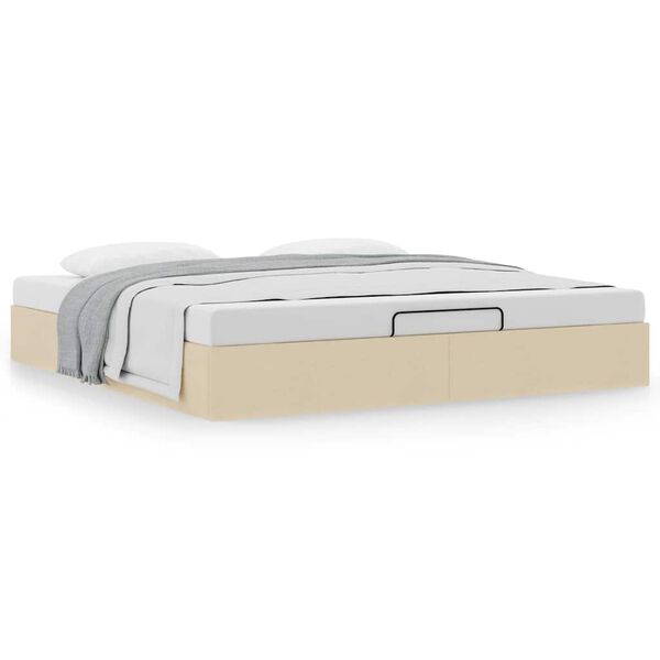 vidaXL Ottoman-Bett ohne Matratze Creme 200x200 cm Stoff
