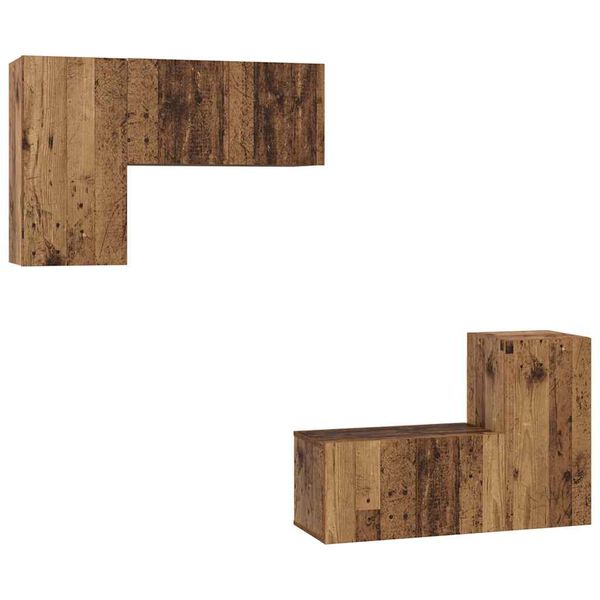 vidaXL TV-Schrankset Wandmontiert 4 pcs Altholz Holzwerkstoff