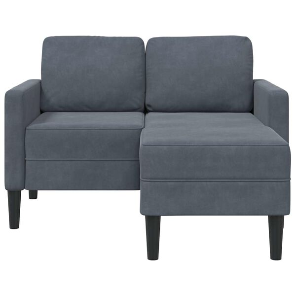 vidaXL 2-Sitzer-Sofa mit Chaiselongue L-Form Dunkelgrau 125 cm Samt