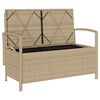 vidaXL Gartenbank mit Stauraum und Kissen Beige Poly Rattan