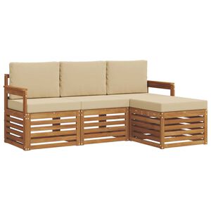 vidaXL Outdoor-Sofagarnitur mit Kissen 4 pcs Natur und Beige