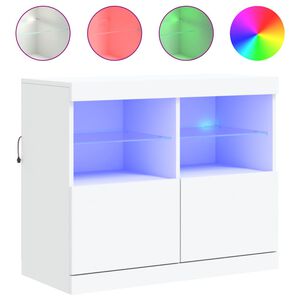 vidaXL Sideboard mit LED-Leuchten Wei&szlig; 81x37x67 cm