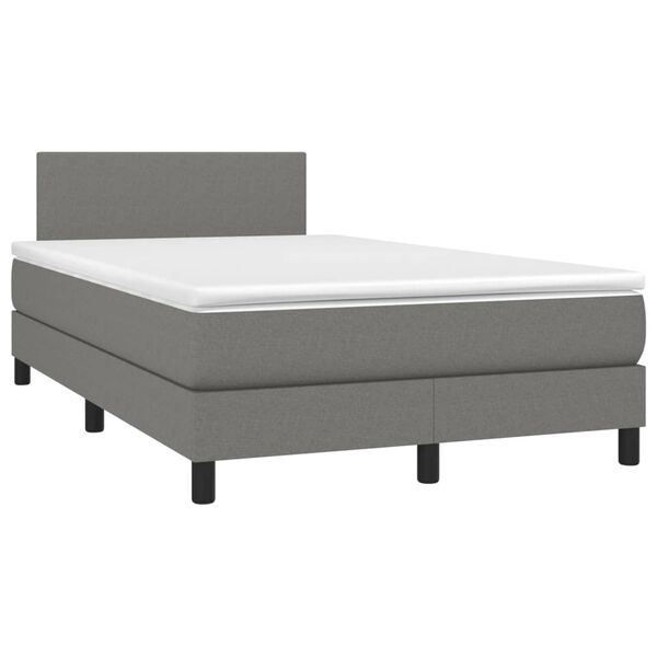 vidaXL Boxspringbett mit Matratze Dunkelgrau 120x200 cm Stoff