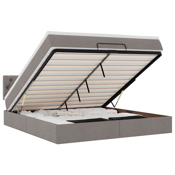vidaXL Ottoman-Bett mit Matratze Taupe 180x200 cm Stoff