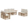 vidaXL Outdoor-Sofagarnitur 7 stk. Nat&uuml;rlich und Cremwei&szlig; Polyester