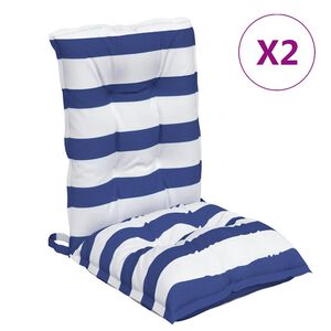 vidaXL Niedriglehner-Auflagen 2 Stk. Blau Wei&szlig; Gestreift Oxford-Gewebe