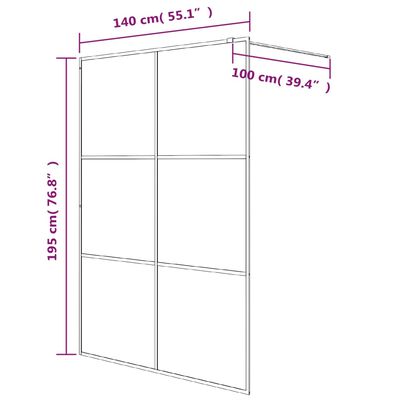 vidaXL Duschwand für Begehbare Dusche Schwarz 140x195 cm ESG-Glas Klar
