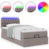 vidaXL Ottoman-Bett mit Matratze & LEDs Taupe 90x190 cm Stoff