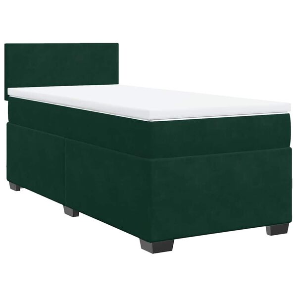 vidaXL Boxspringbett mit Matratze Dunkelgr&uuml;n 90x200 cm Samt