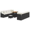 vidaXL Garten-Sofa-Set mit Kissen mit Kissen 11 pcs Schwarz und Creme