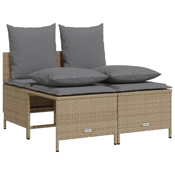 vidaXL 5-tlg. Garten-Sofagarnitur mit Kissen Beige Poly Rattan