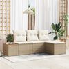 vidaXL Garten-Sofa-Set mit Kissen mit Kissen 4 pcs Beige Poly-Rattan
