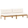 vidaXL Mittelsofa Einheit 2 St&uuml;ck Nat&uuml;rlich und Cremwei&szlig; Akazienholz
