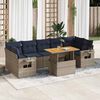 vidaXL 8-tlg. Garten-Sofagarnitur mit Kissen Grau Poly Rattan
