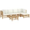 vidaXL 6-tlg. Garten-Lounge-Set mit Cremeweißen Kissen Bambus