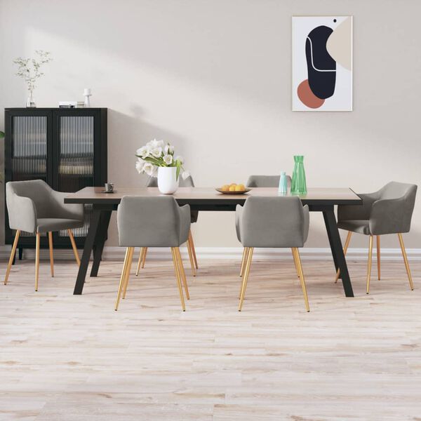 vidaXL Esszimmerst&uuml;hle 6 Stk. Hellgrau Samt
