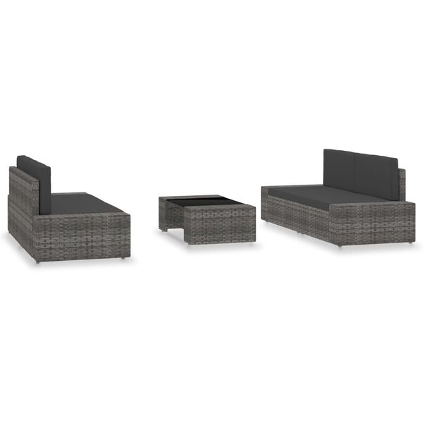 vidaXL 5-tlg. Garten-Lounge-Set Poly Rattan Grau
