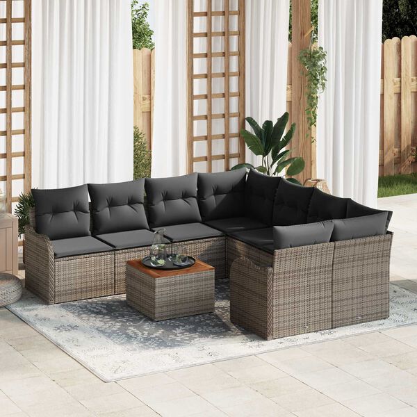 vidaXL Garten-Sofa-Set 9 pcs Grau