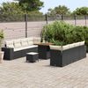 vidaXL Gartensofa-set mit Kissen 11 pcs Schwarz Poly-Rattan