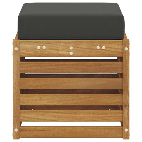 vidaXL Hockerbank 2 St&uuml;ck Natur und Anthrazit Massivholz Akazie
