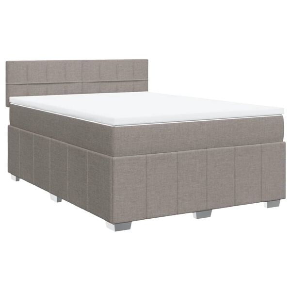 vidaXL Boxspringbett mit Matratze Taupe 160x200 cm Stoff