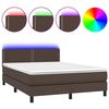 vidaXL Boxspringbett mit Matratze & LED Braun 140x190 cm Kunstleder
