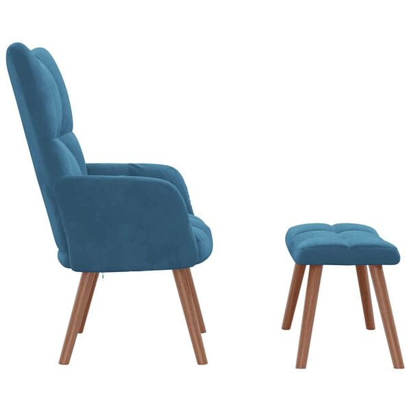 vidaXL Relaxsessel mit Hocker Blau Samt