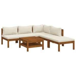 vidaXL 6-tlg. Garten-Lounge-Set mit Creme Kissen Massivholz Akazie