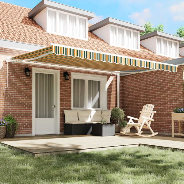 vidaXL Markise Gestreift Gr&uuml;n und Gelb 4,5 &times; 3 m Polyester und Metall