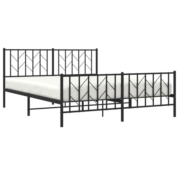 vidaXL Metallbett ohne Matratze mit Fu&szlig;teil Schwarz 160x200 cm