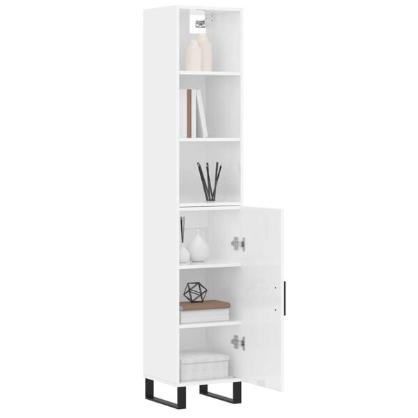vidaXL Highboard Hochglanz-Wei&szlig; 34,5x34x180 cm Holzwerkstoff