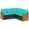 vidaXL 5-teiliges Gartensofa-Set mit Kissen, schwarzes Polyrattan