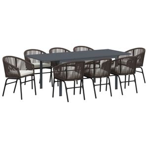 vidaXL Garten Essgruppe 9 pcs Braun Poly-Rattan