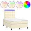 vidaXL Boxspringbett mit Matratze & LED Creme 120x200 cm Kunstleder