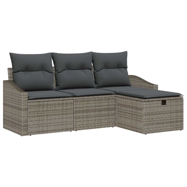 vidaXL Sofa Set mit Kissen 4 pcs Poly-Rattan