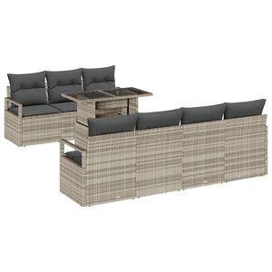 vidaXL Gartensofa-set mit Speicher 8 pcs Hellgrau Poly-Rattan
