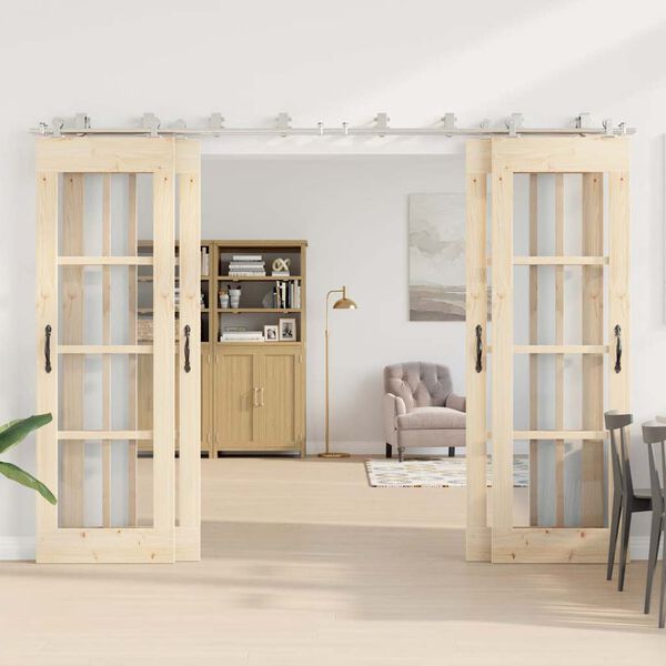 vidaXL Schiebet&uuml;r-Beschlagsatz 366 cm Edelstahl Silbern