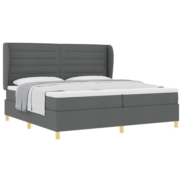 vidaXL Boxspringbett mit Matratze Dunkelgrau 200 x 200 cm Stoff