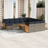 vidaXL 13-teiliges Gartensofa-Set mit Kissen, grau, Polyrattan