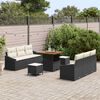 vidaXL Garten-Sofa-Set mit Kissen mit Speicher 9 pcs Schwarz und Creme
