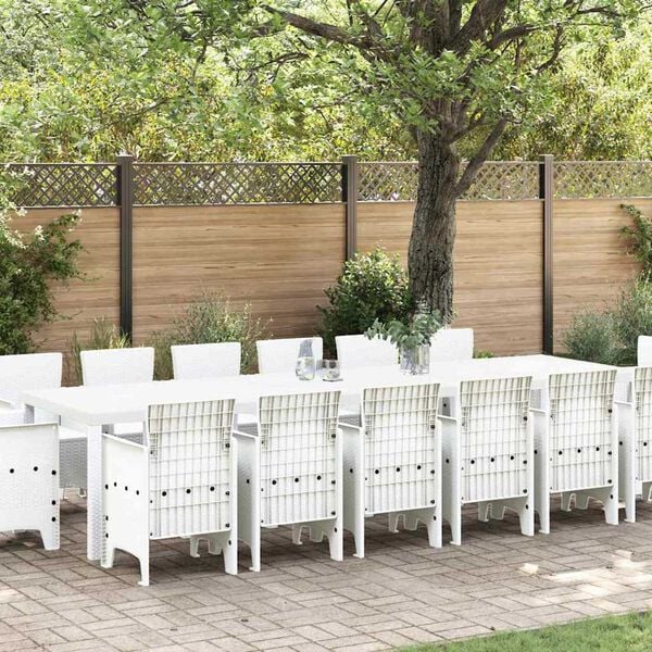 vidaXL Garten Essgruppe 15 pcs Weiß Polt Rattan