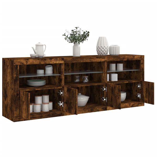 vidaXL Sideboard mit LED-Leuchten R&auml;uchereiche 181,5x37x67 cm