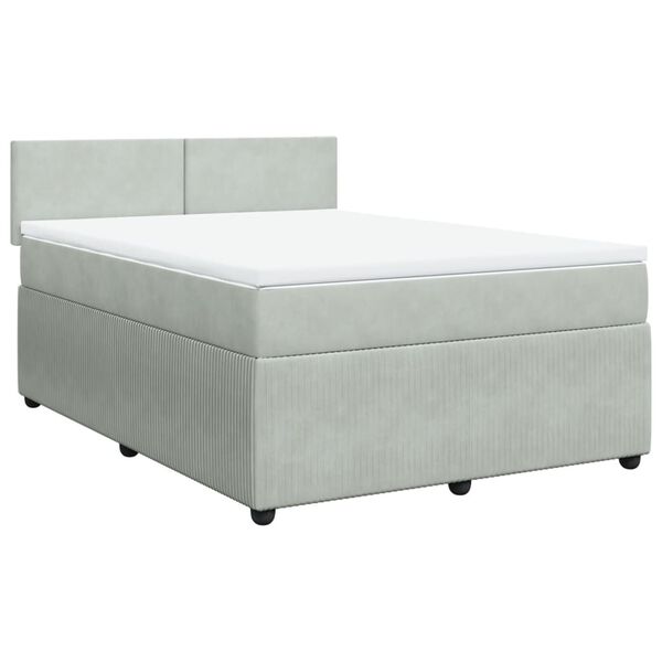 vidaXL Boxspringbett mit Matratze Hellgrau 140x190 cm Samt